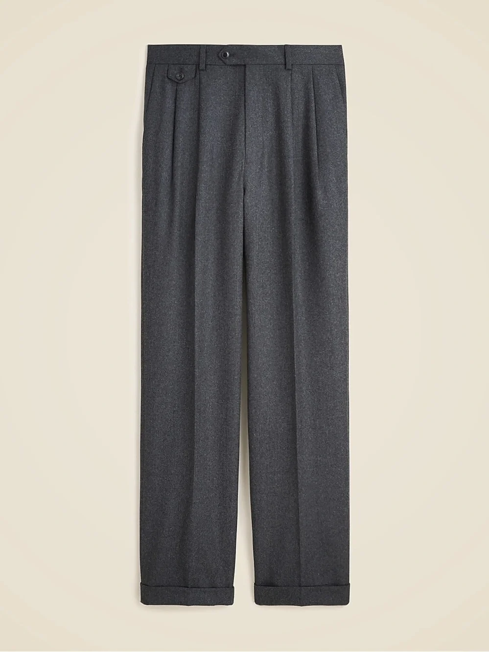 J crew charcoal Relaxed-fit single-pleat trouser in Italian wool flannel - Picture 2 of 4